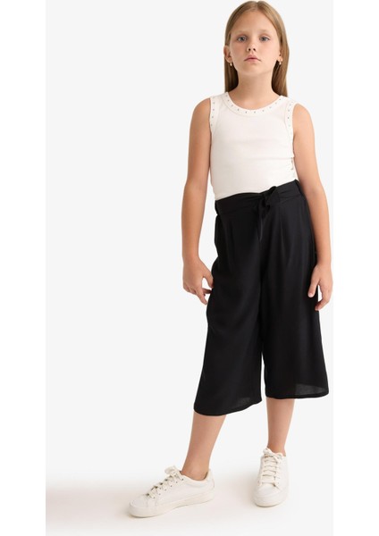 Kız Çocuk Culotte Geniş Paça Viskon Kapri modelleri