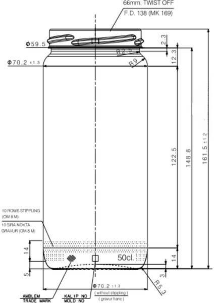 12'li 500 ml Kapaklı Cam Kavanoz - Gold Kapak fırsatları