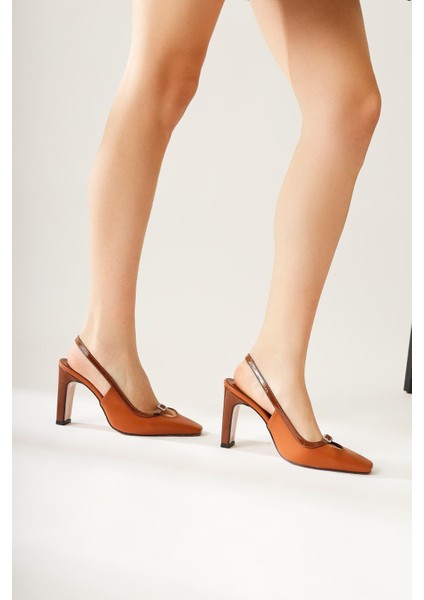 Elenita Taba Küt Burunlu Taş Detaylı Topuklu Ayakkabı indirimleri