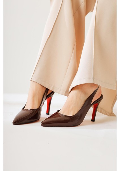 Minal Bordo Rugan Sivri Burunlu Kırmızı Jurdanlı Topuklu Ayakkabı modelleri