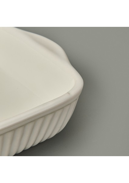 Ipek Seramik Büyük Boy Fırın Kabı - Krem - 25X21 cm fırsatları