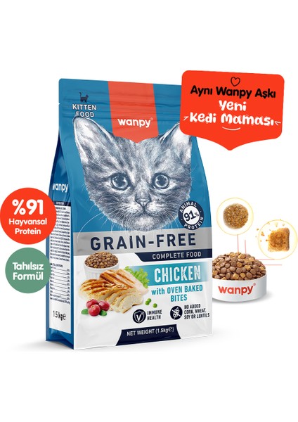 Tahılsız Tavuklu Yavru Kedi Maması 1,5 kg