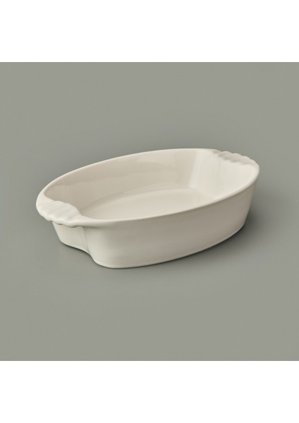 Ipek Porselen Derin Dik Fırın Kabı - Krem - 29X21 cm