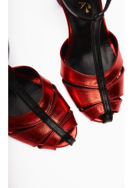 Mian Kırmızı Kemer Detaylı Tokalı Kadın Topuklu Ayakkabı modelleri