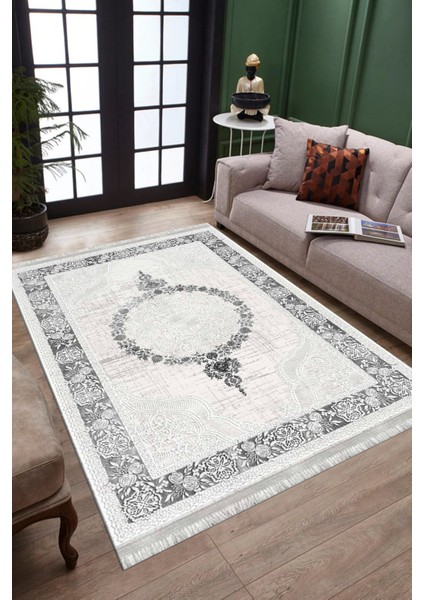 Klasik Gri Kilim Yıkanabilir Halı Kaymaz Taban Kilim Dot Tabanlı Oturma Odası Halısı 4007D fiyatları
