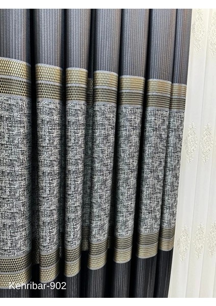 Nivemeshome Kehribar FT614162 Siyah V-902 Pano Fon Perde 1/3 Sık Pileli Perde Apm fiyatları