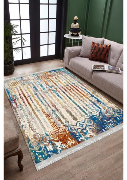 Çizgili Otantik Yolluk Yıkanabilir Halı Kaymaz Taban Kilim Dot Tabanlı Oturma Odası Halısı 4021A fiyatları