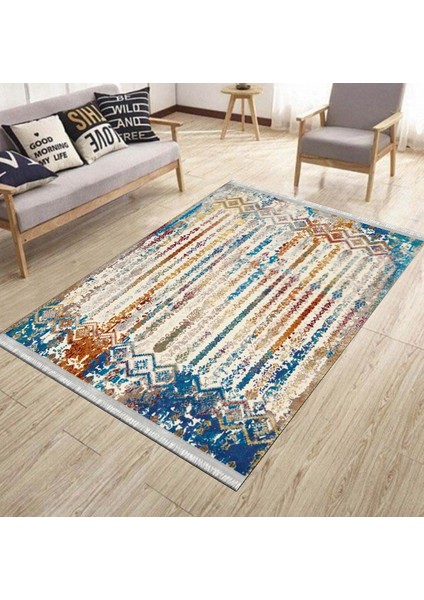 Çizgili Otantik Yolluk Yıkanabilir Halı Kaymaz Taban Kilim Dot Tabanlı Oturma Odası Halısı 4021A modelleri