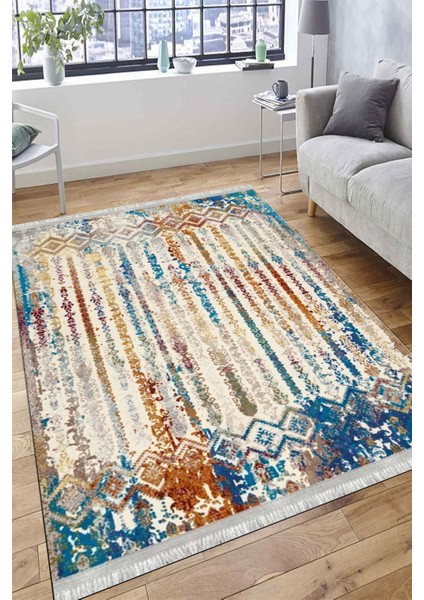 Çizgili Otantik Yolluk Yıkanabilir Halı Kaymaz Taban Kilim Dot Tabanlı Oturma Odası Halısı 4021A fırsatları
