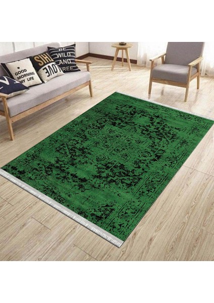 Yeşil Figürlü Halı Kaymaz Taban Kilim Yıkanabilir Yolluk Dot Tabanlı Salon Halısı 4119F modelleri