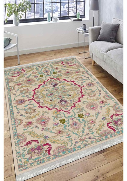 Vintage Otantik Yolluk Yıkanabilir Halı Kaymaz Taban Kilim Dot Tabanlı Oturma Odası Halısı 4024A fırsatları
