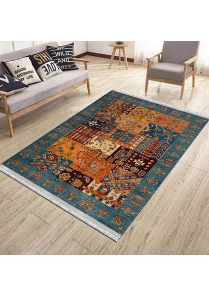 Yeşil Otantik Halı Yıkanabilir Halı Kaymaz Taban Kilim Dot Tabanlı Oturma Odası Halısı 4028A modelleri