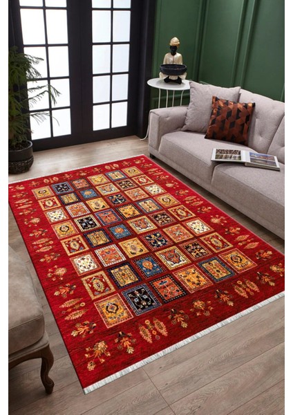 Kırmızı Otantik Yolluk Yıkanabilir Halı Kaymaz Taban Kilim Dot Tabanlı Oturma Odası Halısı 4013B fiyatları