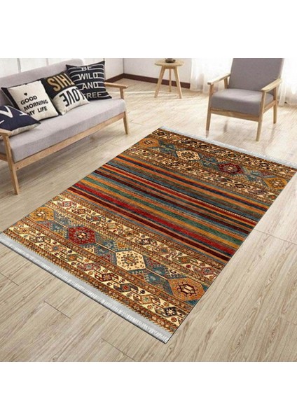 Otantik Desenli Halı Yıkanabilir Halı Kaymaz Taban Kilim Dot Tabanlı Oturma Odası Halısı 4053A modelleri