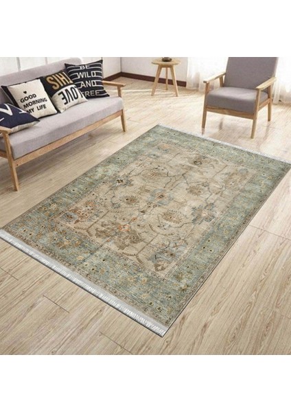 Vintage Çiçekli Desen Kaymaz Taban Kilim Yıkanabilir Yolluk Dot Tabanlı Salon Halısı 4166A modelleri