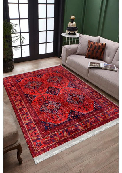 Kırmızı Vintage Desen Kaymaz Taban Kilim Yıkanabilir Yolluk Dot Tabanlı Oturma Odası Halısı 4067A fiyatları