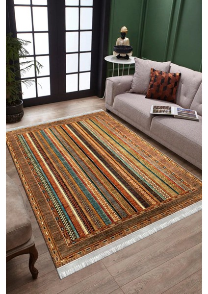 Kahverengi Klasik Halı Yıkanabilir Halı Kaymaz Taban Kilim Dot Tabanlı Oturma Odası Halısı 4056A fiyatları