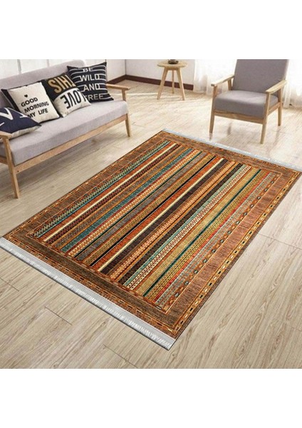 Kahverengi Klasik Halı Yıkanabilir Halı Kaymaz Taban Kilim Dot Tabanlı Oturma Odası Halısı 4056A modelleri