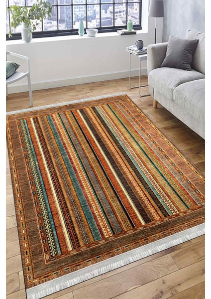 Kahverengi Klasik Halı Yıkanabilir Halı Kaymaz Taban Kilim Dot Tabanlı Oturma Odası Halısı 4056A fırsatları