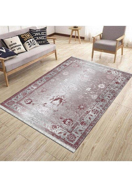 Eskitme Çiçekli Desen Kaymaz Taban Kilim Yıkanabilir Yolluk Dot Tabanlı Salon Halısı 4181A modelleri