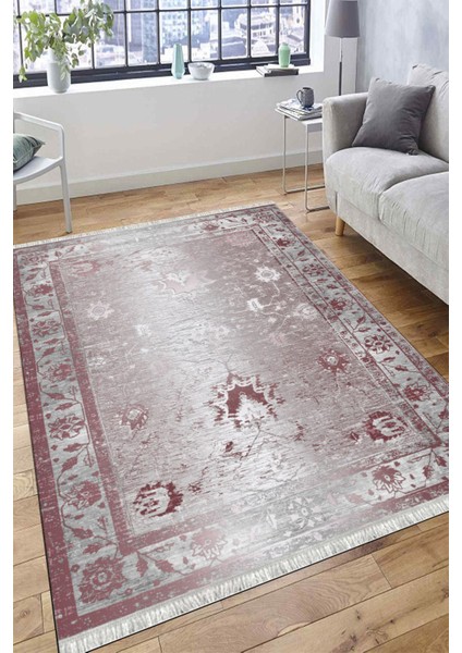 Eskitme Çiçekli Desen Kaymaz Taban Kilim Yıkanabilir Yolluk Dot Tabanlı Salon Halısı 4181A fırsatları