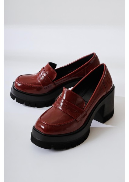 Majnor Bordo Rugan Platformlu Makosen Ayakkabı