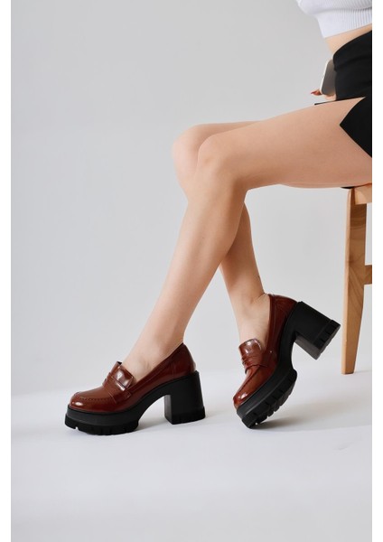 Majnor Bordo Rugan Platformlu Makosen Ayakkabı modelleri
