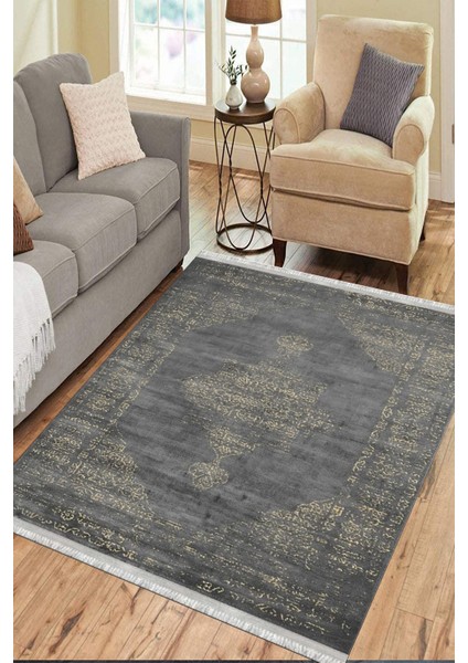 Klasik Desenli Halı Kaymaz Taban Kilim Yıkanabilir Yolluk Dot Tabanlı Salon Halısı 4113A
