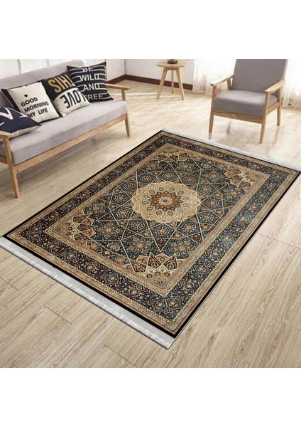 Klasik Figürlü Halı Kaymaz Taban Kilim Yıkanabilir Yolluk Dot Tabanlı Salon Halısı 4115B modelleri