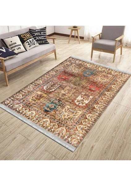 Kahverengi Otantik Halı Yıkanabilir Halı Kaymaz Taban Kilim Dot Tabanlı Oturma Odası Halısı 4061A modelleri