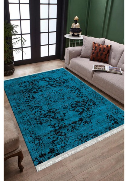 Lacivert Figürlü Halı Kaymaz Taban Kilim Yıkanabilir Yolluk Dot Tabanlı Salon Halısı 4119C fiyatları