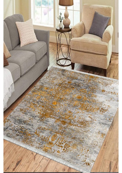 Eskitme Desenli Halı Kaymaz Taban Kilim Yıkanabilir Yolluk Dot Tabanlı Salon Halısı 4156A
