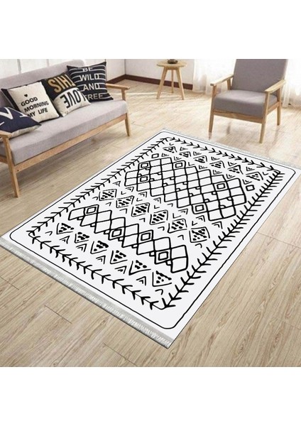 Iskandinav Figürlü Yolluk Kaymaz Taban Kilim Yıkanabilir Yolluk Dot Tabanlı Salon Halısı 4123D modelleri