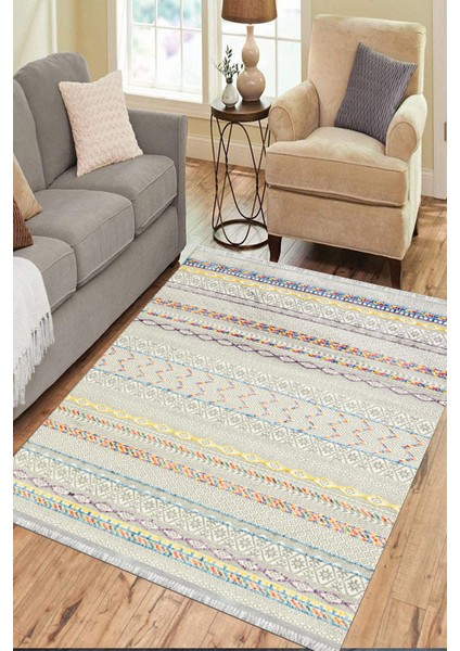 Otantik Desen Yolluk Kaymaz Taban Kilim Yıkanabilir Yolluk Dot Tabanlı Salon Halısı 4133C