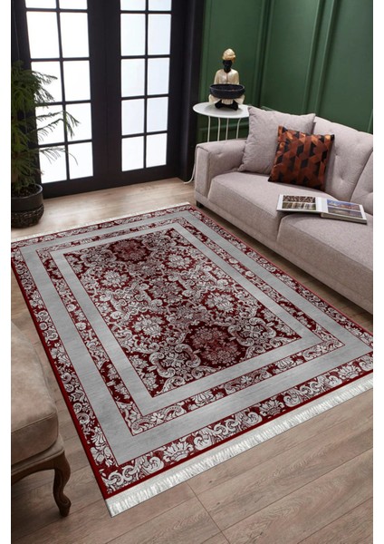 Bordo Klasik Desen Kaymaz Taban Kilim Yıkanabilir Yolluk Dot Tabanlı Salon Halısı 4164C fiyatları