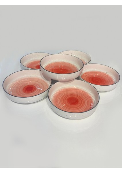 Kırmızı Porselen 6'lı Çukur Tabak/bol Kase 19CM fiyatları