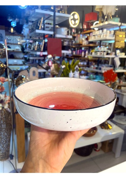 Kırmızı Porselen 6'lı Çukur Tabak/bol Kase 19CM