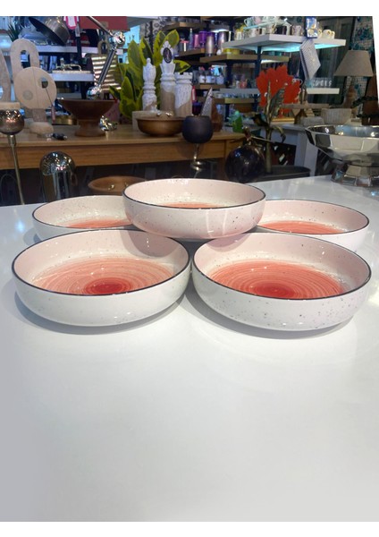 Kırmızı Porselen 6'lı Çukur Tabak/bol Kase 19CM modelleri