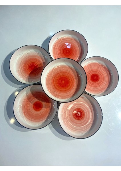 Kırmızı Porselen 6'lı Çukur Tabak/bol Kase 19CM fırsatları