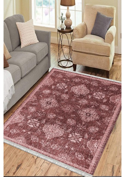 Eskitme Çiçek Desenli Halı Kaymaz Taban Kilim Yıkanabilir Yolluk Dot Tabanlı Salon Halısı 4161A