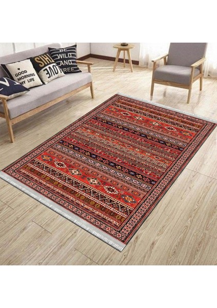 Kırmızı Klasik Halı Yıkanabilir Halı Kaymaz Taban Kilim Dot Tabanlı Oturma Odası Halısı 4057A modelleri