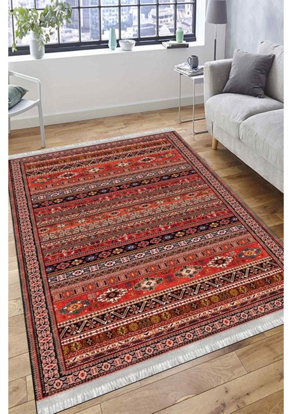 Kırmızı Klasik Halı Yıkanabilir Halı Kaymaz Taban Kilim Dot Tabanlı Oturma Odası Halısı 4057A fırsatları