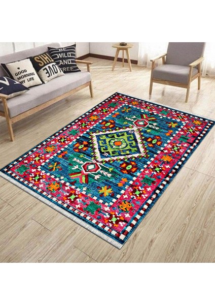 Otantik Vintage Desen Kaymaz Taban Kilim Yıkanabilir Yolluk Dot Tabanlı Salon Halısı 4190A modelleri