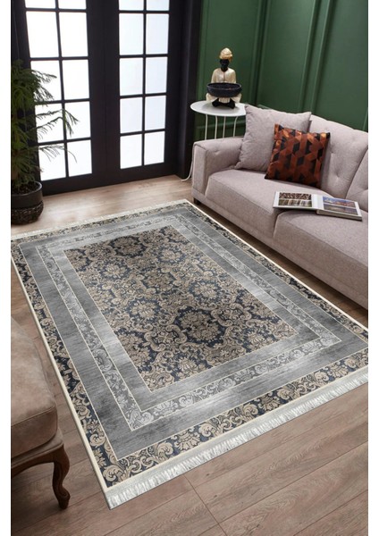 Gri Klasik Desen Halı Kaymaz Taban Kilim Yıkanabilir Yolluk Dot Tabanlı Salon Halısı 4164A fiyatları
