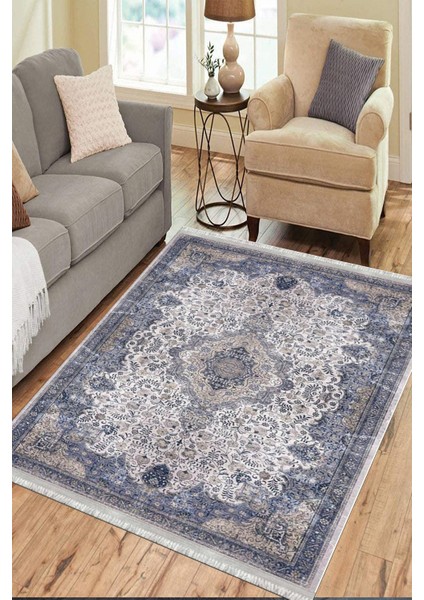 Klasik Desenli Halı Kaymaz Taban Kilim Yıkanabilir Yolluk Dot Tabanlı Salon Halısı 4109A