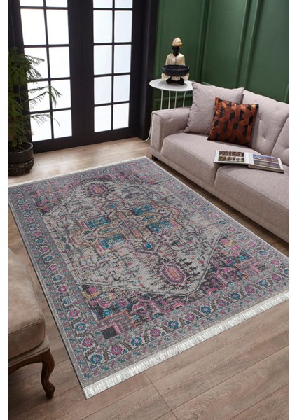Gri Eskitme Klasik Desen Kaymaz Taban Kilim Yıkanabilir Yolluk Dot Tabanlı Salon Halısı 4194A fiyatları