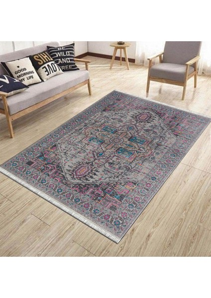 Gri Eskitme Klasik Desen Kaymaz Taban Kilim Yıkanabilir Yolluk Dot Tabanlı Salon Halısı 4194A modelleri