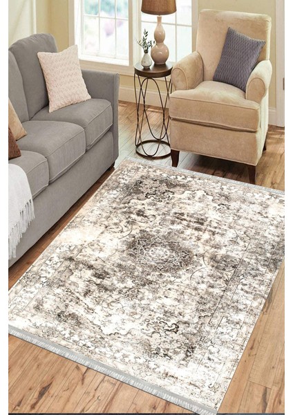 Eskitme Vintage Halı Kaymaz Taban Kilim Yıkanabilir Yolluk Dot Tabanlı Salon Halısı 4140A