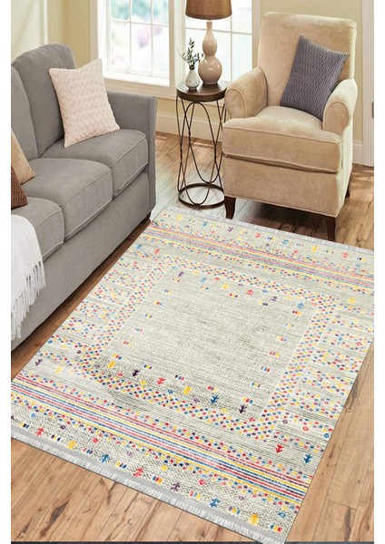 Otantik Desen Yolluk Kaymaz Taban Kilim Yıkanabilir Yolluk Dot Tabanlı Salon Halısı 4133A