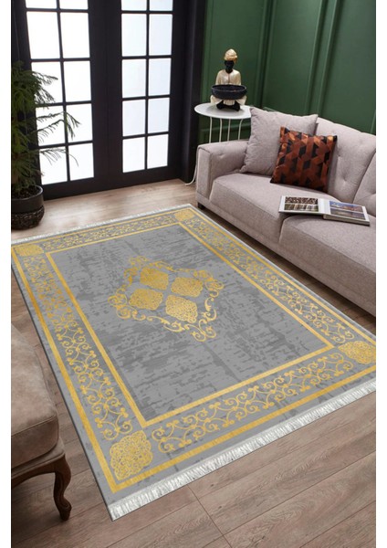 Gri Renk Vintage Desen Kaymaz Taban Kilim Yıkanabilir Yolluk Dot Tabanlı Salon Halısı 4204A fiyatları